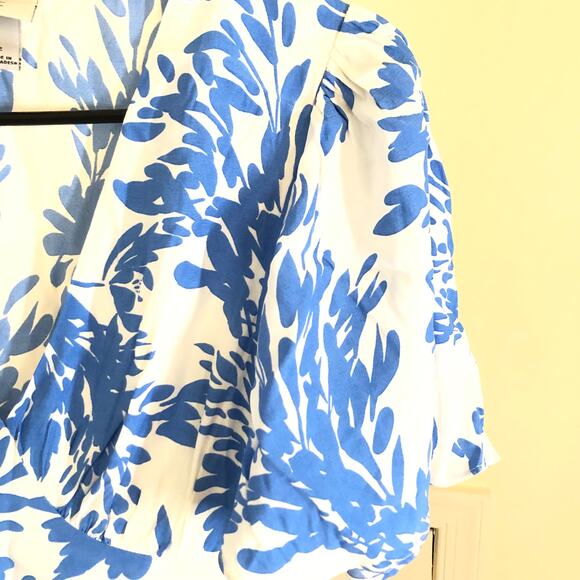 A New Day NWOT Women's Short Sleeve Maxi Sundress Blue White Floral 2 - Picture 4 of 14